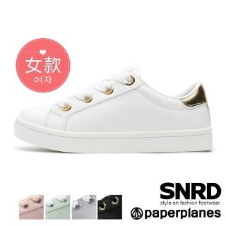 【Paperplanes】韓國來臺直送/輕甜馬卡龍。綁帶休閒小白鞋平底鞋(7-WIT/五色-現貨)