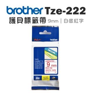 【brother】官方直營 TZe-222 護貝標籤帶(9mm 白底紅字)