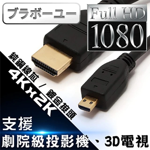 百寶屋 Micro HDMI to HDMI 1.4版 影音傳輸線 3M