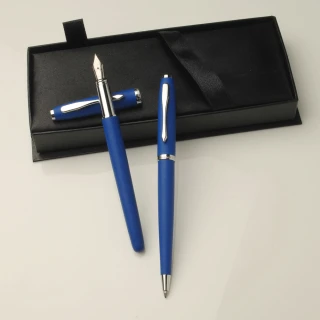 【ZA Zena】個性任意玩色系列 鋼珠筆&鋼筆+原子筆 二筆三用 豪華禮盒 海藍(畢業禮物)
