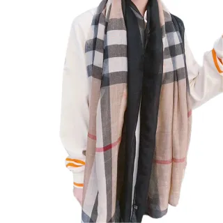 【Emi 艾迷】低調經典 圍巾 格紋棉麻 薄圍巾 披肩(開運 紅運 鴻運 送禮 新年)