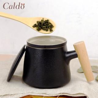 【Caldo 卡朵生活】雅致茗茶泡茶磨砂木柄杯400ml