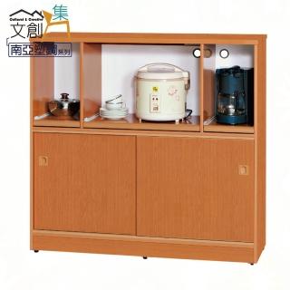 【文創集】泰亞 環保4.1尺南亞塑鋼推門層架中餐櫃/收納櫃