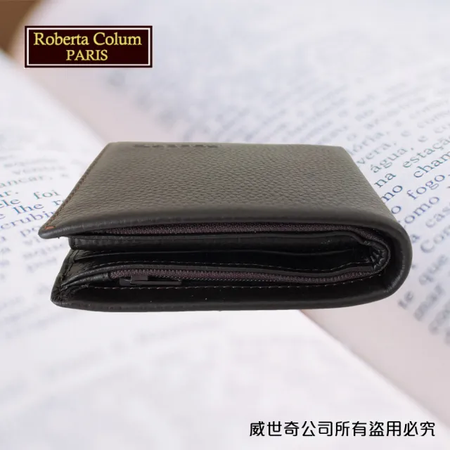 【Roberta Colum】諾貝達 男用皮夾 短夾 專櫃皮夾 進口軟牛皮短夾(24001-2咖啡)