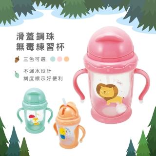 【莫菲思】晉怡 MIT幼兒環保安全無毒滑蓋鋼珠吸管練習杯(學習杯/成長水杯/三色可選)