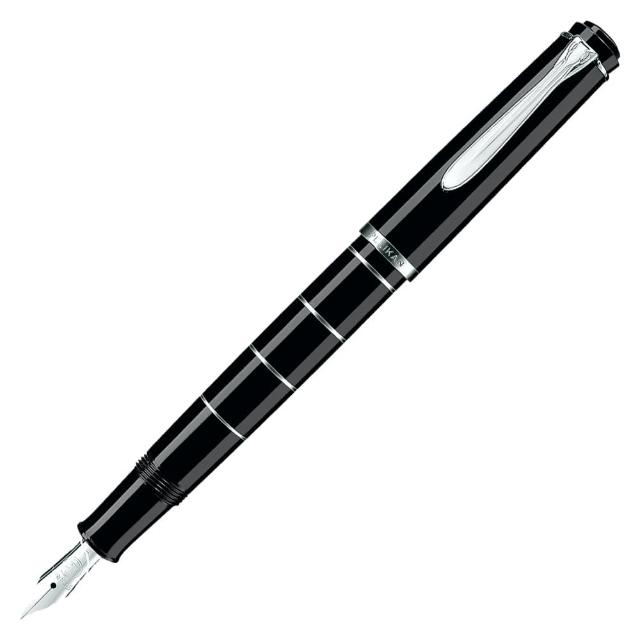 【Pelikan】百利金 M215 黑色銀圈環鋼筆(送原廠4001大瓶裝墨水)