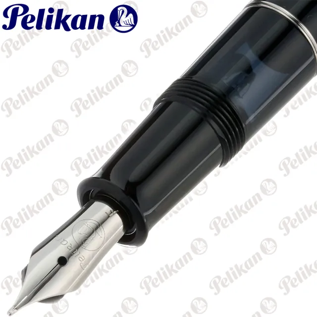 【Pelikan】百利金 M215 黑色銀圈環鋼筆(送原廠4001大瓶裝墨水)