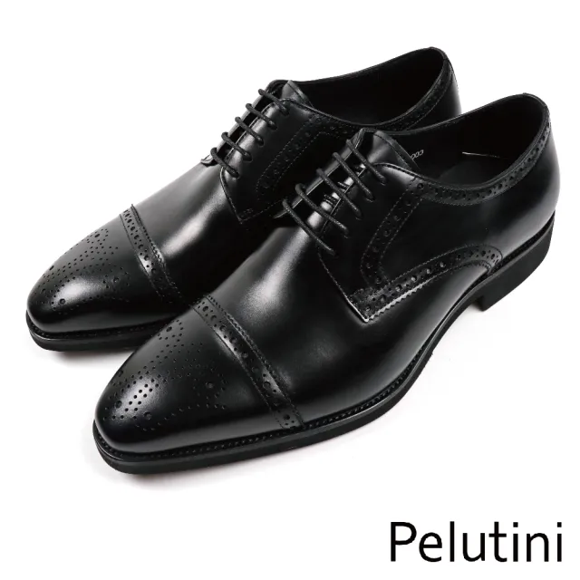 【Pelutini】橫飾雕花經典紳士德比鞋 黑色(8732-BL)