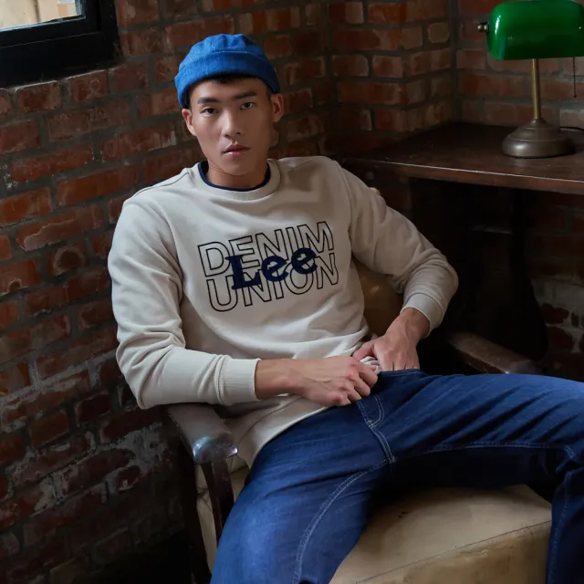 【Lee】男裝 厚T / DENIM UNION 淺卡其 標準版型(LL20029697W)