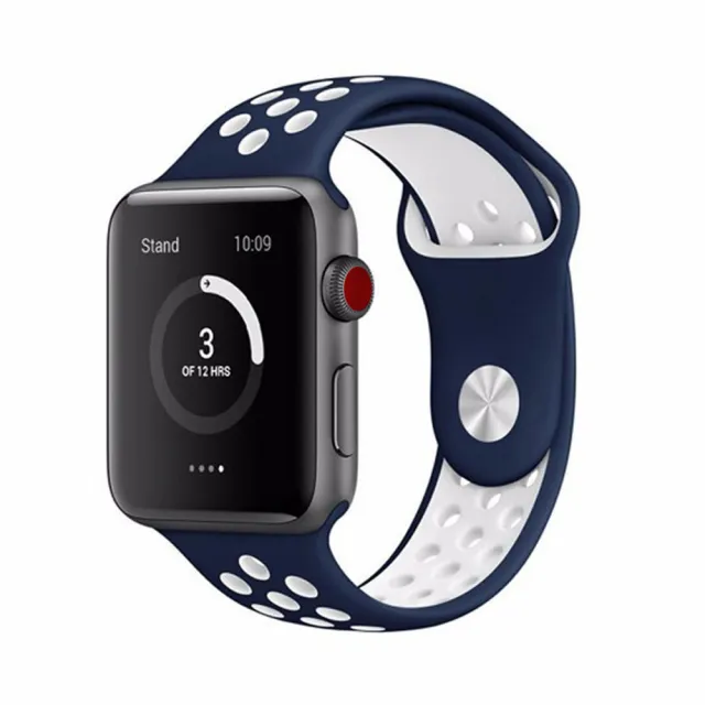 【OMG】Apple Watch Ultra2/S9/8/7/SE 潮牌雙色矽膠運動型錶帶 透氣網洞替換錶帶(38/40/41/42/44/45/49mm)