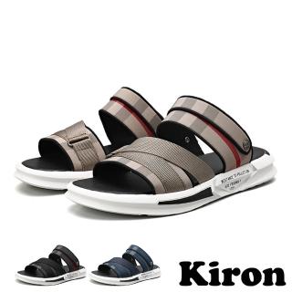 【Kiron】平底涼鞋 平底拖鞋/兩穿法時尚運動風格紋拼接休閒涼拖鞋-男鞋(3色任選)