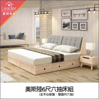 【麗得傢居】奧斯陸6尺六抽床組 床頭箱+床底(雙面共六抽)