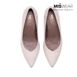 【MISWEAR】女-跟鞋-MISWEAR 真皮寬版尖頭高跟鞋-時尚白