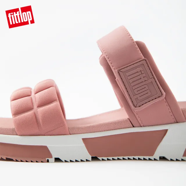 【FitFlop】HAYLIE QUILTED CUBE SLIDES 運動風雙帶涼鞋-女(玫瑰褐)