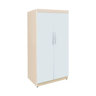 【南亞塑鋼】3尺二門塑鋼衣櫃(白橡色+白色)