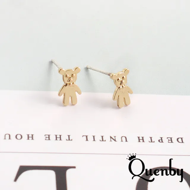 【Quenby】925純銀 俏皮小巧熊熊貼耳6件組耳環/耳針(飾品/配件/