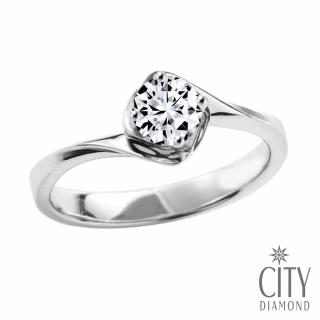 【City Diamond引雅】『玫瑰心情』14K天然鑽石30分白K金戒指 鑽戒