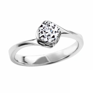 【City Diamond引雅】『玫瑰心情』14K天然鑽石30分白K金戒指 鑽戒