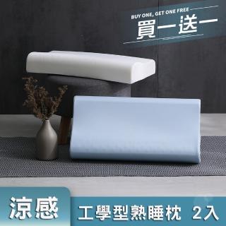 【House Door 好適家居】涼感布人體工學型記憶枕(10CM/2入 熟睡枕)