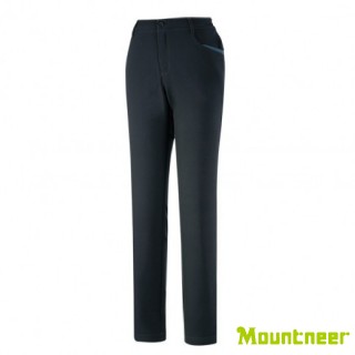 【Mountneer 山林】女 SOFTSHELL窄管保暖長褲-灰藍 32S08-82(透氣合身/機能/下著/運動休閒/刷毛長褲)