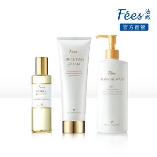 【Fees 法緻】撫紋美體霜200ml+經典美膚護理油118ml+私密呵護浴潔露250ml(孕期 日常保養皆適用)