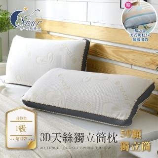 【ISHUR 伊舒爾】買1送1 臺灣製造 3D天絲獨立筒枕(加碼贈天絲枕套2入/TENCEL/枕頭)