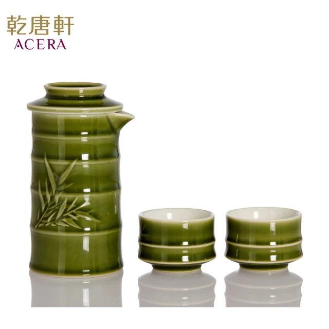 【乾唐軒】竹君子陶瓷泡茶器(一壺+二杯 / 綠釉)