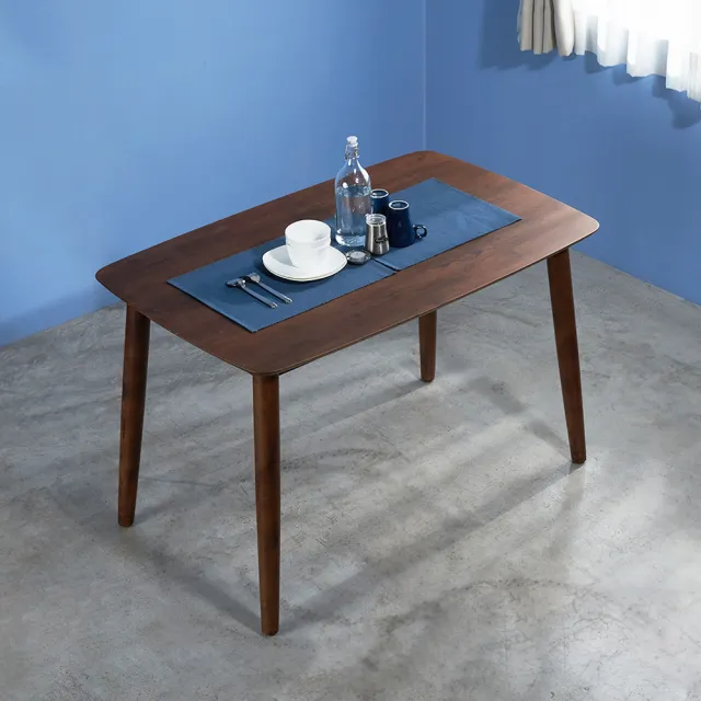 【H&D 東稻家居】日式簡約圓弧桌角木作餐桌(餐桌 桌子 木桌 桌)