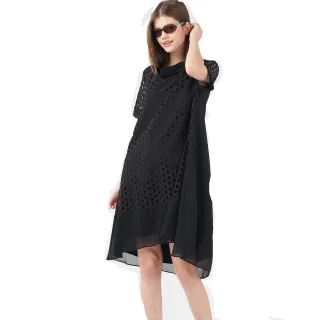 【Qiruo 奇若名品】春夏專櫃黑色 雪紡洋裝8225F 優雅日系風(黑色素)