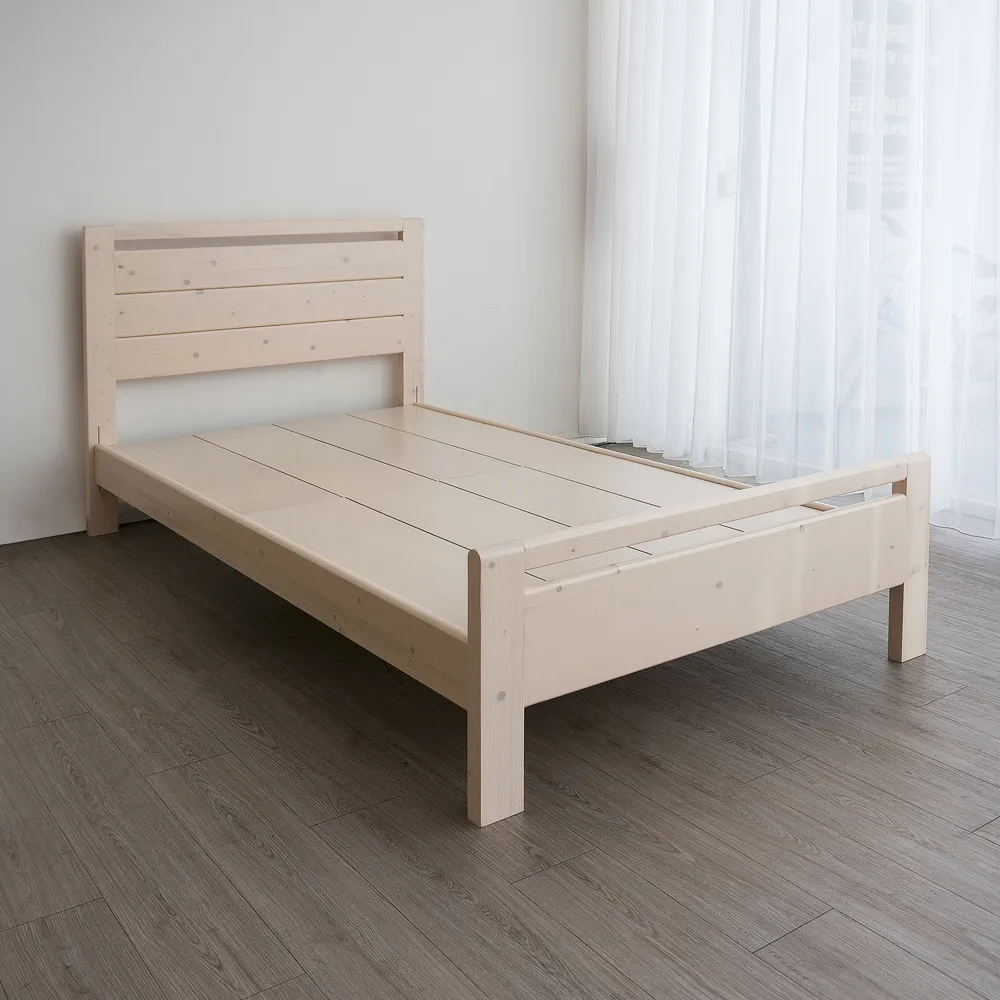 【麗得傢居】傑克3.5尺實木床架單人加大床台單人床(可加購收納櫃實木抽屜一組二個)
