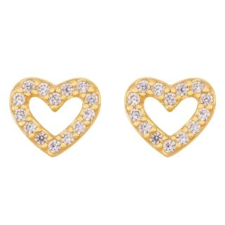 【MARIGOLD 美爾朵】925純銀愛心小鑽耳環(金)
