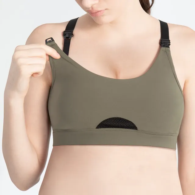【Gennies 奇妮】哺乳內衣 FITNESS穩定無鋼圈內衣 運動內衣(綠)