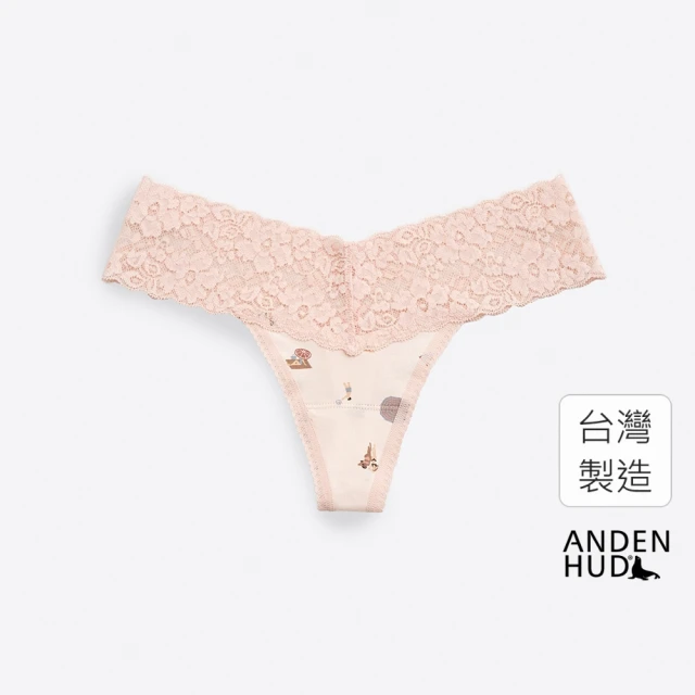 【Anden Hud】夏日時光．V蕾絲丁字褲(悠悠粉-悠悠海灘)
