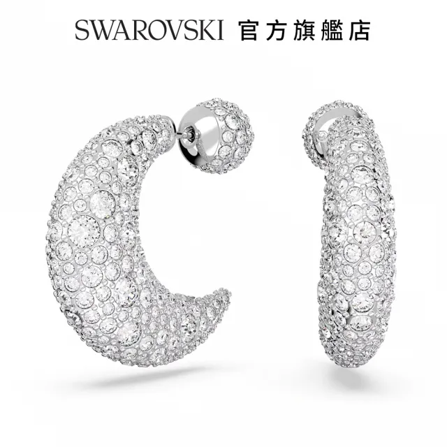 【SWAROVSKI 官方直營】Luna 水滴形耳環 月亮 白色 鍍白金色 交換禮物