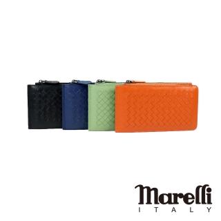 【Marelli】質感編織小羊皮雙折短夾(ZM075)