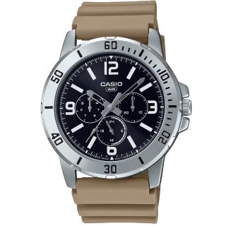 【CASIO 卡西歐】卡西歐三環膠帶男錶-黑(MTP-VD300-5B)