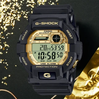 【CASIO 卡西歐】G-SHOCK 黑金配色運動手錶 電子錶 畢業禮物(GD-350GB-1)