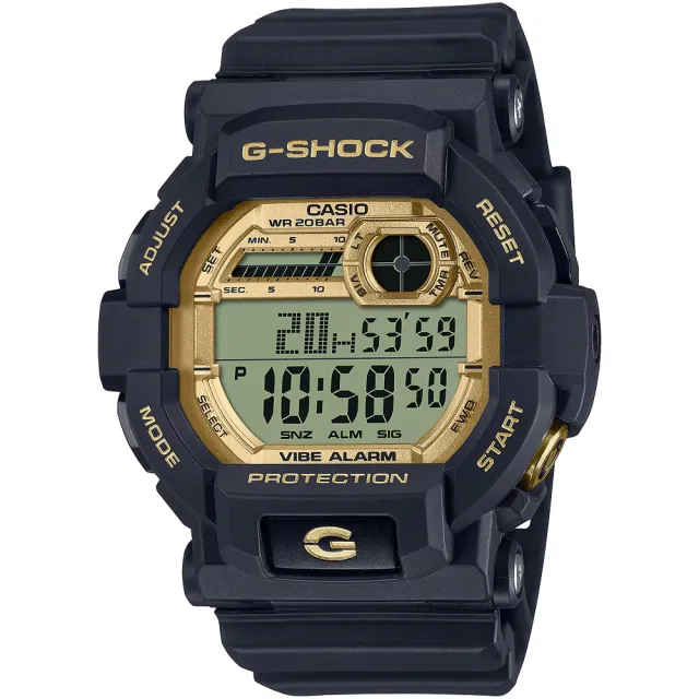 【CASIO 卡西歐】G-SHOCK 黑金配色運動手錶 電子錶 開學(GD-350GB-1)