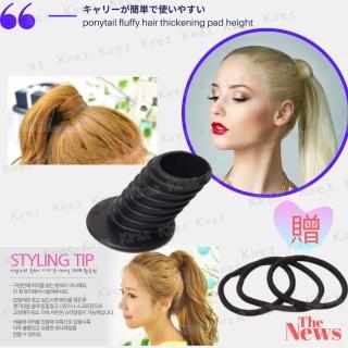 【kiret】自然馬尾增高器 蓬鬆頭髮量增多固定神器 塌陷扁頭救星 贈咖啡色髮圈3入-咖啡色(增高墊 盤髮墊)