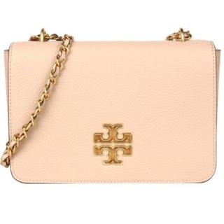 【TORY BURCH】BRITTEN粉色大鏤空LOGO皮革鏈袋肩背包