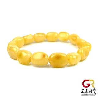 【正佳珠寶】蜜蠟 頂級不定型滿蜜 隨形手珠｜日本彈力繩(微紅皮蜜蠟)