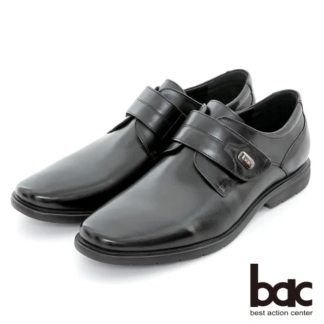 【bac】超輕商務 魔術貼真皮上班鞋(黑色)