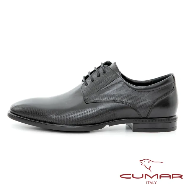【CUMAR】簡約時尚 真皮簡約綁帶紳士鞋(黑色)