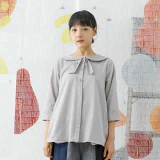 【MOSS CLUB】綁結點點開襟女七分袖-襯衫(三色/魅力商品/版型適中)