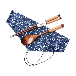 日式 木製 餐具 筷子 湯匙 環保餐具套組-二件組(環保餐具 筷子 湯匙)