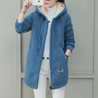 【MsMore】芬蘭QQ羊羔絨長板連帽保暖外套#108653(3色)