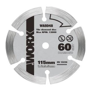 【WORX 威克士】115mm 60T 鑽石金剛石 石材圓鋸片 WU427A 專用(WA5048)