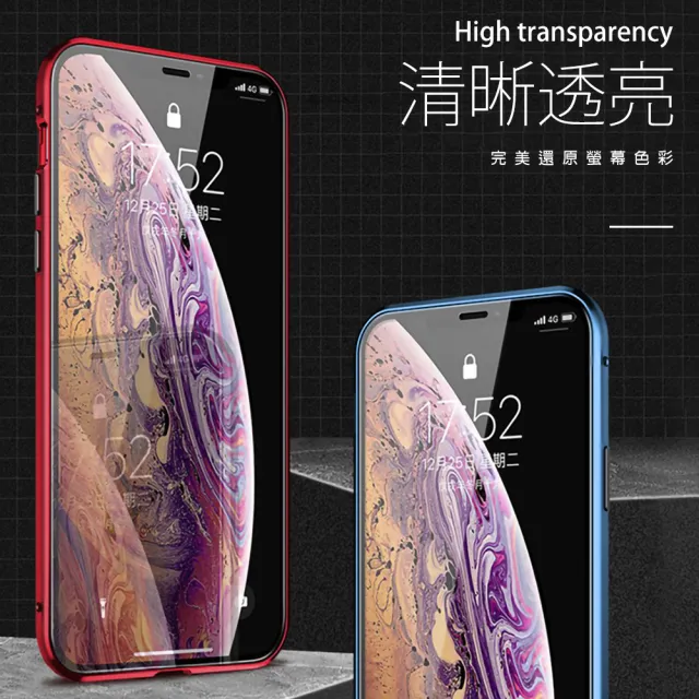 iPhone11手機保護殼金屬透明全包磁吸雙面玻璃款(iPhone11保護殼 iPhone11手機殼)