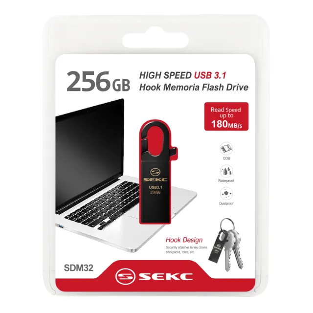 【SEKC】SDM32 256GB USB3.1高速金屬扣環隨身碟