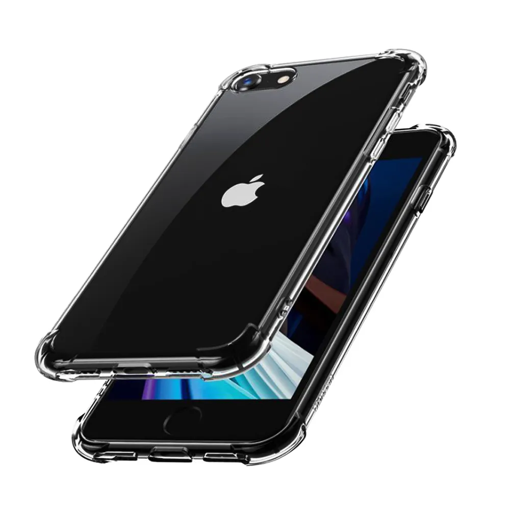 iPhone SE2020 透明黑四角防摔空壓氣囊手機保護殼(SE2020手機殼 SE2020保護殼)